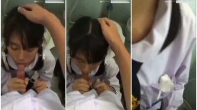 หลุดนักเรียนไทย นัดแฟนตอนเลิกเรียนมาเล่นควยในห้องน้ำ