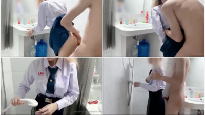 เย็ดนร.คาชุด กำลังจะมาล้างปากเตรียมอมควย แฟนดันเงี่ยนตามเข้ากดหัวโม๊คควย เย็ดในห้องน้ำจนแตกใน