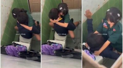 คลิปหลุดเนตรนารี แอบมาเย็ดกันในห้องน้ำ ร่อนเอวบดควย เย็ดไปจูบไป เย็ดสดไม่ใส่ถุง