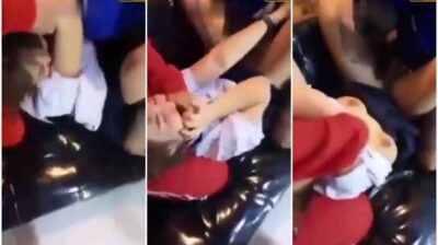 สาวหน้าใสนมใหญ่ โดนจับเย็ดสดแตกในคาชุด โดนเพื่อนชายจับมัดรุมเย็ดหี สลับกันเย็ดโหด ๆ