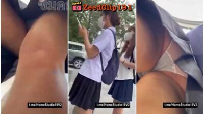 คลิปหลุดแอบถ่าย ติดกล้องในรองเท้าตระเวนถ่ายใต้กระโปรงนักเรียนแถวห้างดัง หน้าตาดีเห็นง่ามหีชัดแจ๋ว